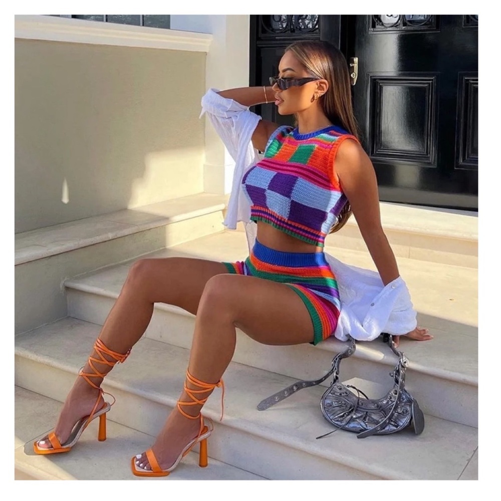 2pc PatchWork Short Set
